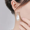 White Baroque Freshwater Pearl Hoop Stud Earrings