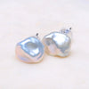 White Baroque Freshwater Pearl Stud Earrings