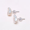 White Baroque Freshwater Pearl Stud Earrings