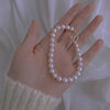 White Freshwater Pearl Heart-Shape Bracelet AAA Grade