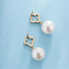 White Round Freshwater Pearl Four Leaf Clover Stud Earrings