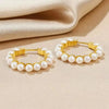 White Round Freshwater Pearl Hoop Earrings AAA Grade