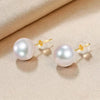 White Round Freshwater Pearl Stud Earrings AAA Grade