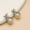 White Round Freshwater Pearl Teardrop Shape Stud Earrings