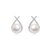White Round Freshwater Pearl Teardrop Shape Stud Earrings