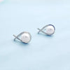 White Round Freshwater Pearl Teardrop Shape Stud Earrings