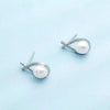 White Round Freshwater Pearl Teardrop Shape Stud Earrings